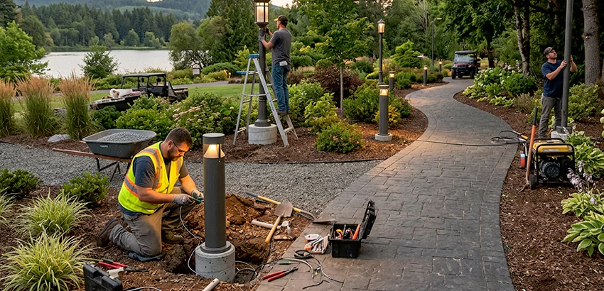Landscape Post, Pole, and Bollard Lighting Installation in Ankeny